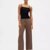 Linen-Blend Relaxed Straight Ankle Pants