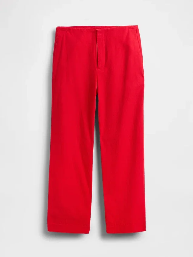 Linen-Blend Relaxed Straight Ankle Pants