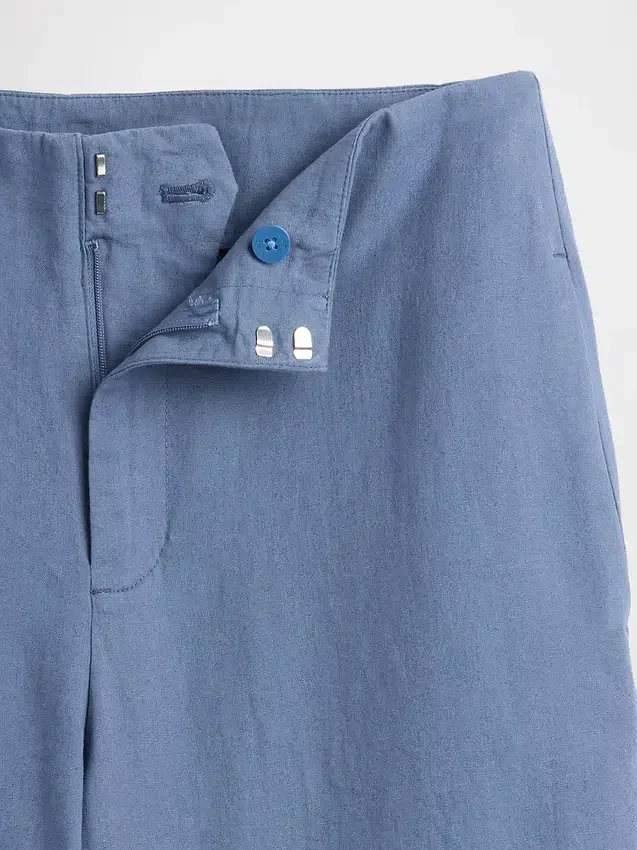 Linen-Blend Relaxed Straight Ankle Pants