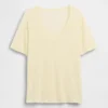 Linen-Blend Relaxed V-Neck T-Shirt