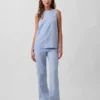 Linen-Blend Shell Tank Top