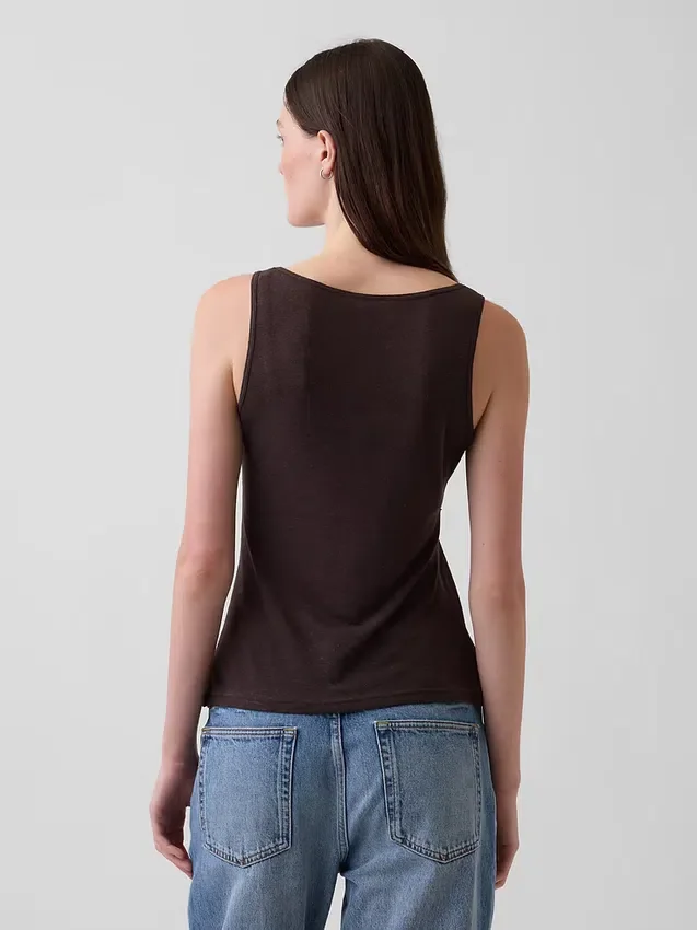 Linen-Blend Tank Top