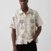 Linen-Cotton Relaxed Straight-Hem Shirt