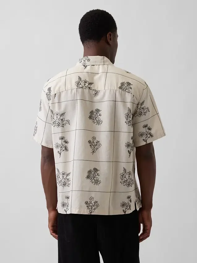 Linen-Cotton Relaxed Straight-Hem Shirt