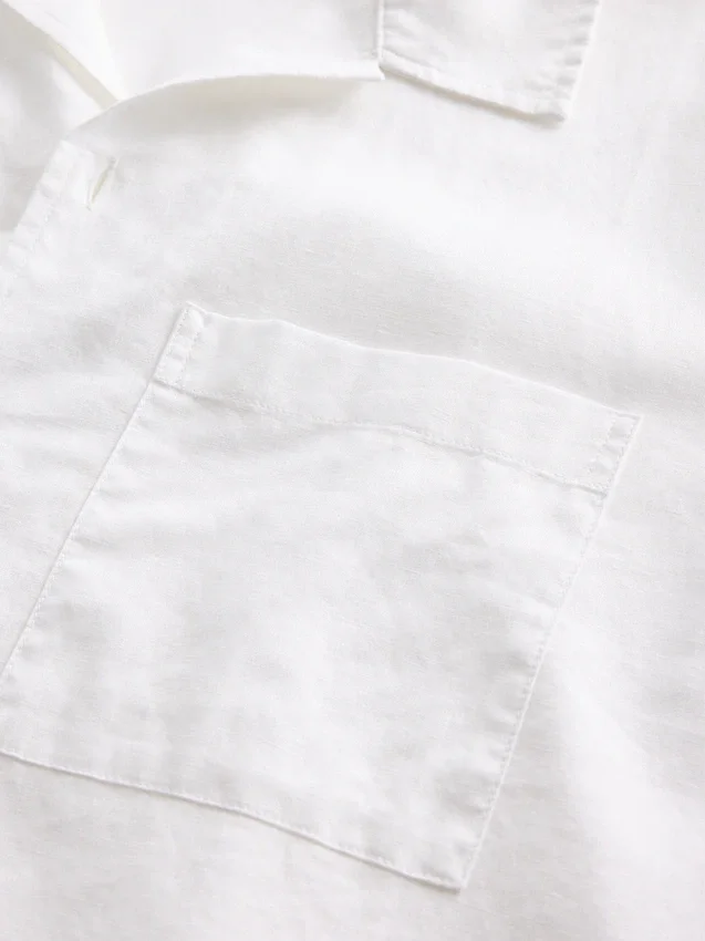 Linen-Cotton Relaxed Straight-Hem Shirt