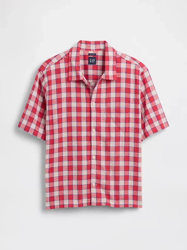 Linen-Cotton Relaxed Straight-Hem Shirt