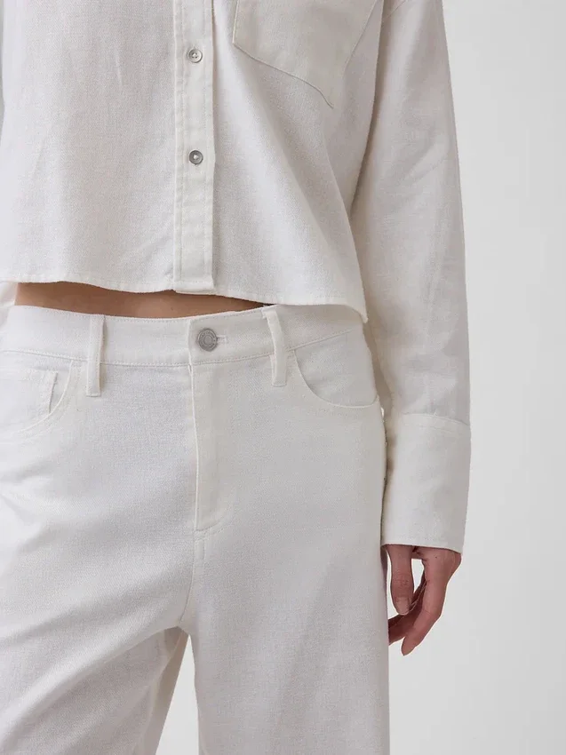 Linen-Cotton Wide-Leg Pants