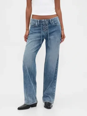 Low Rise Lace-Up ’90S Loose Jeans