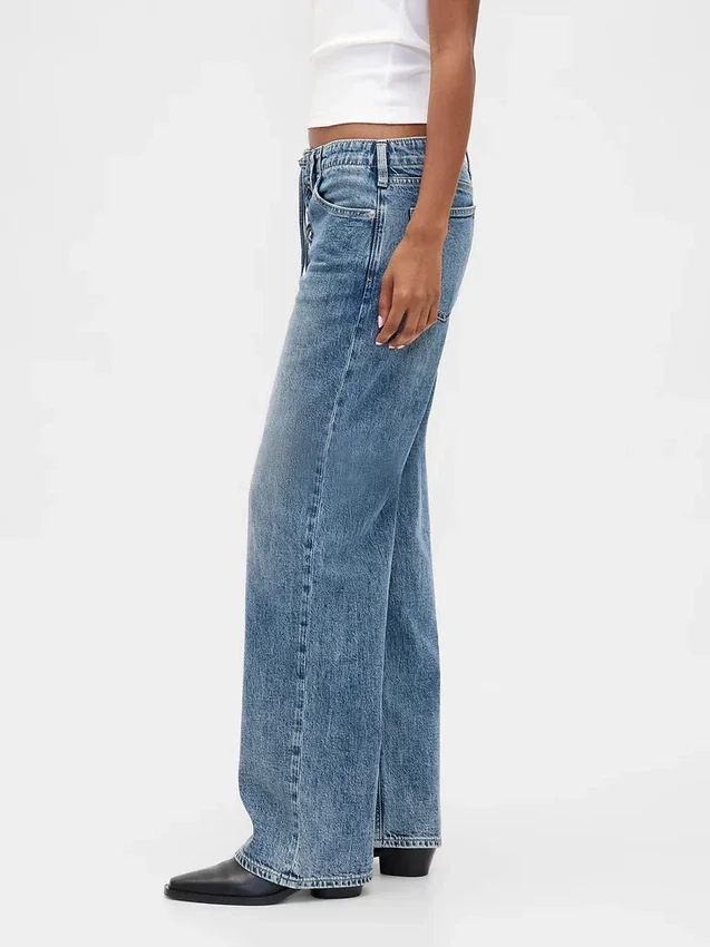 Low Rise Lace-Up '90S Loose Jeans
