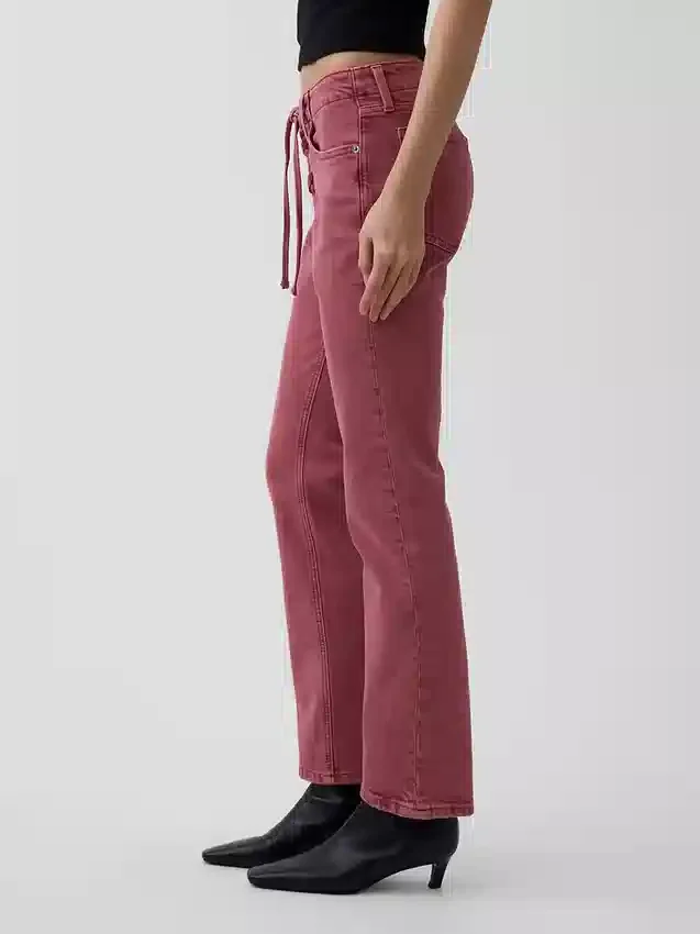 Low Rise Lace-Up '90S Slim Straight Jeans