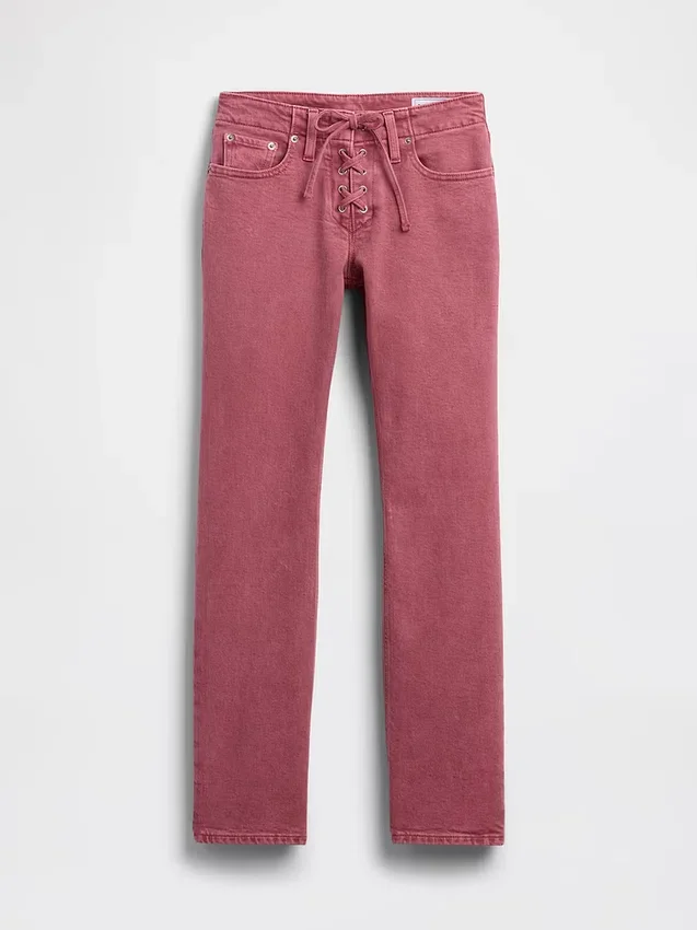 Low Rise Lace-Up '90S Slim Straight Jeans