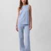 Low Rise Linen-Blend Flare Pants