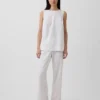 Linen-Blend Shell Tank Top
