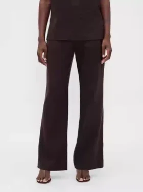 Low Rise Linen-Blend Flare Pants