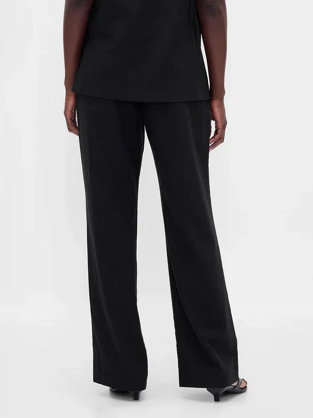 Low Rise Linen-Blend Flare Pants