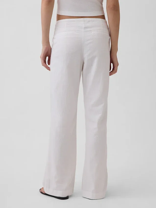 Low Rise Linen-Blend Flare Pants