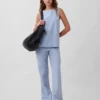 Low Rise Linen-Blend Flare Pants
