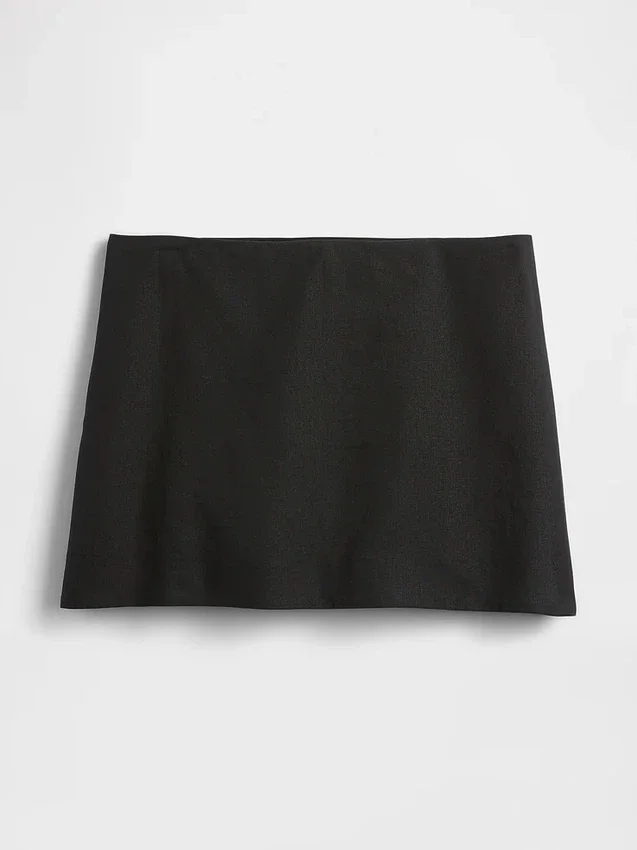 Low Rise Linen-Blend Mini Skort
