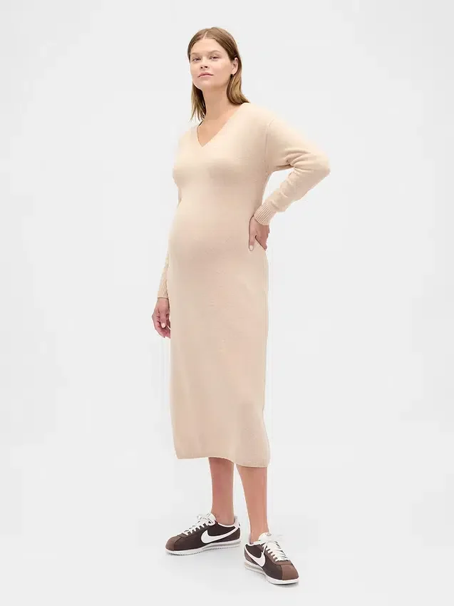 Maternity Cashsoft V-Neck Sweater Dress