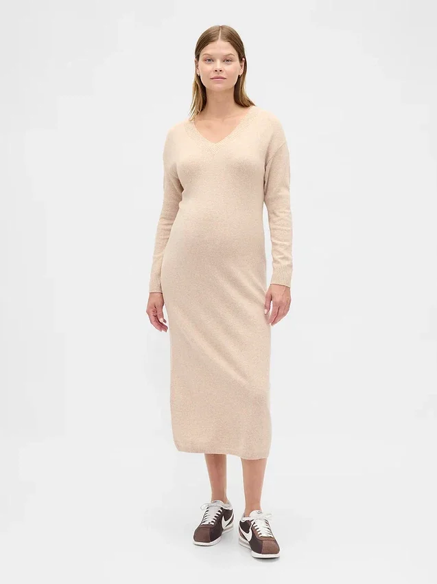 Maternity Cashsoft V-Neck Sweater Dress