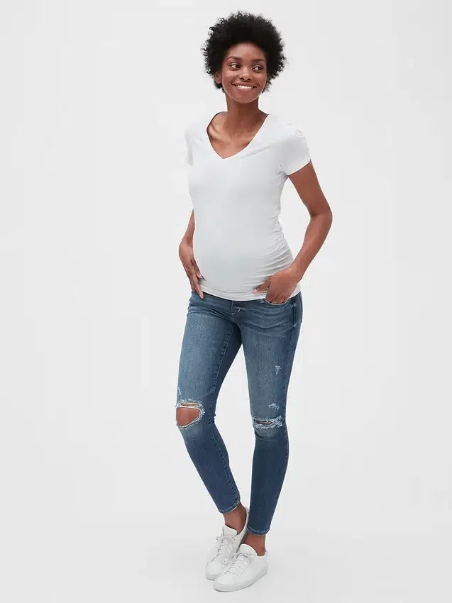 Maternity Distressed Full Panel Favorite Jeggings