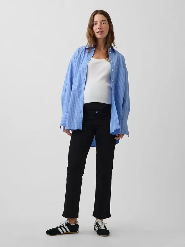 Maternity Full-Panel '90S Slim Straight Crop Jeans