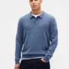 Merino Wool-Blend Polo Sweater