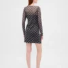 Mesh Boatneck Mini Dress