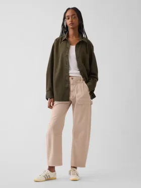 Mid Rise Barrel Utility Ankle Pants