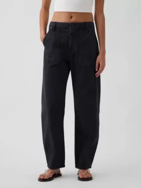 Mid Rise Barrel Utility Ankle Pants