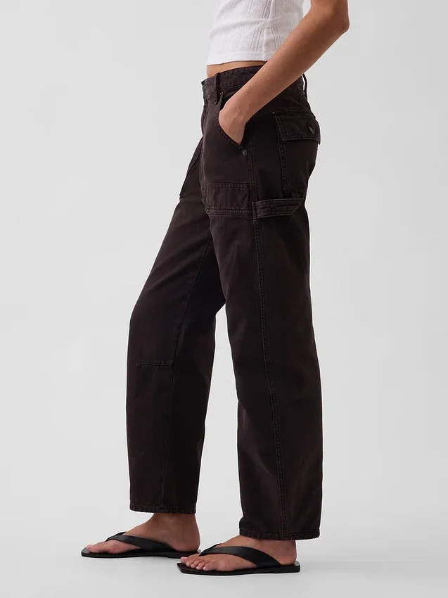 Mid Rise Barrel Utility Ankle Pants