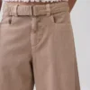 Mid Rise Belted Culotte Barrel Pants
