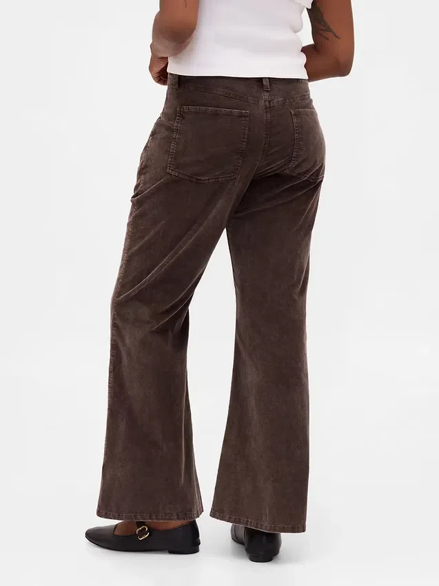 Mid Rise Corduroy Flare Pants