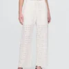 Mid Rise Eyelet Easy Wide-Leg Pants