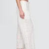 Mid Rise Eyelet Easy Wide-Leg Pants