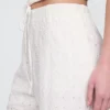 Mid Rise Eyelet Easy Wide-Leg Pants