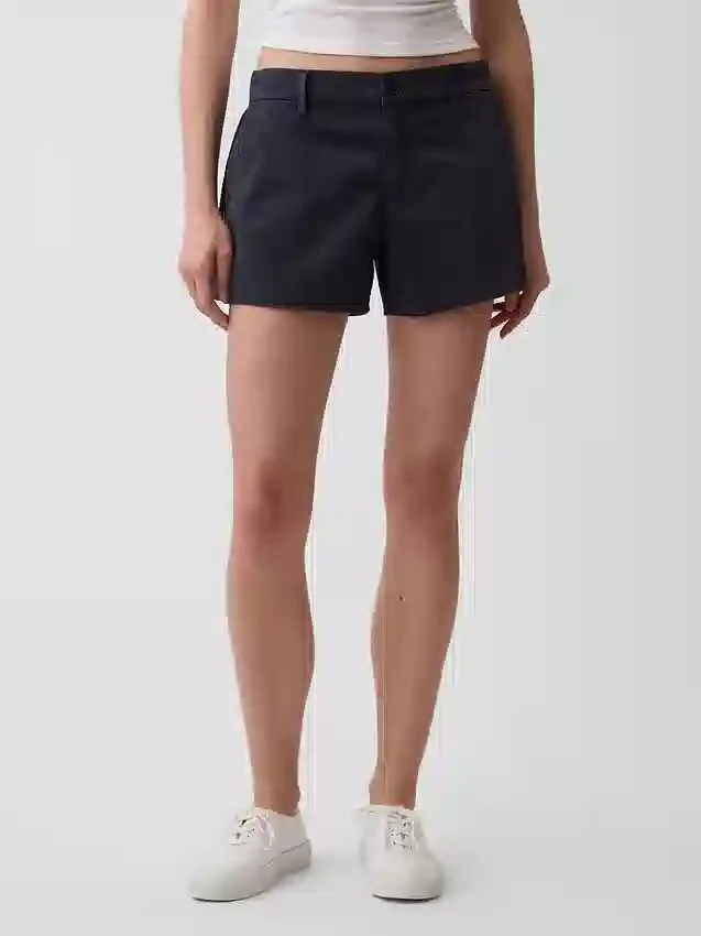 Mid Rise Khaki Shorts