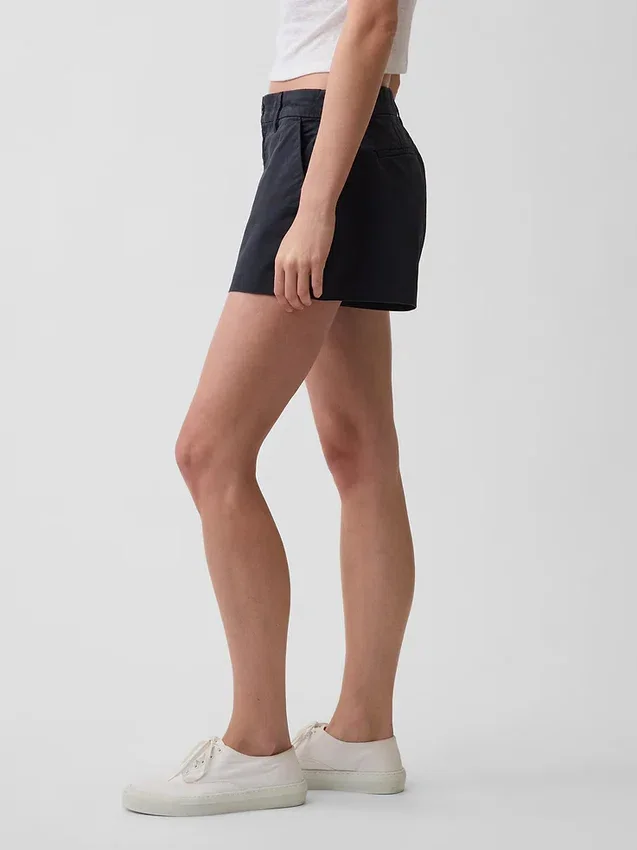 Mid Rise Khaki Shorts