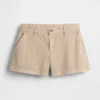 Mid Rise Khaki Shorts