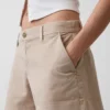 Mid Rise Khaki Shorts
