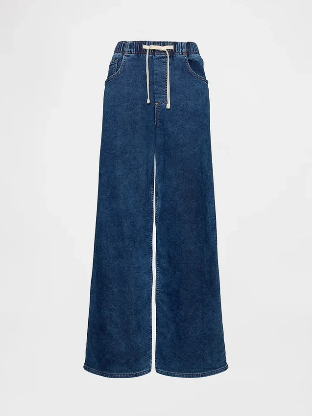 Mid Rise Knit Denim Baggy Jeans