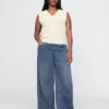 Mid Rise Knit Easy Baggy Jeans