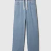 Mid Rise Knit Easy Baggy Jeans