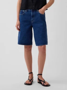 Mid Rise Longline Denim Shorts