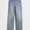 Mid Rise Micro Belt Relaxed Straight Jeans