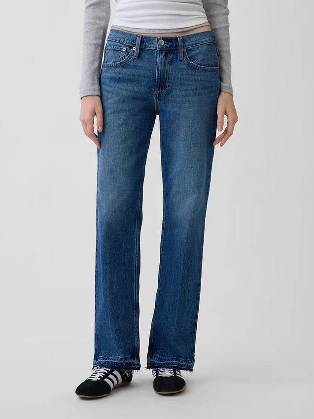 Mid Rise Relaxed Straight Jeans