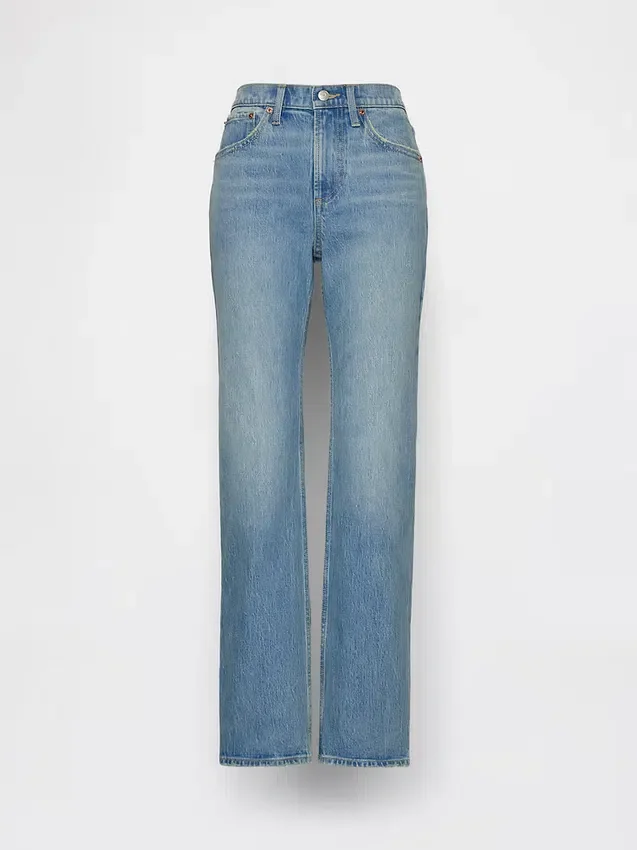 Mid Rise Relaxed Straight Jeans