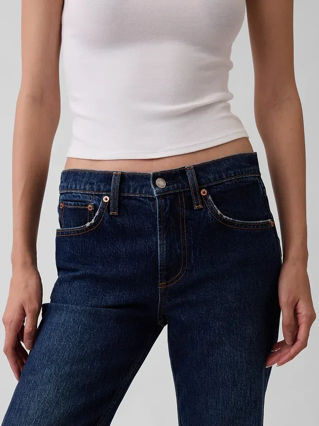 Mid Rise Relaxed Straight Jeans