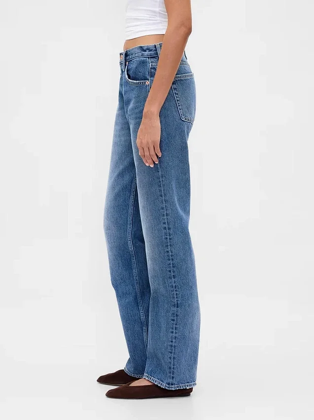 Mid Rise Rigid Relaxed Straight Jeans
