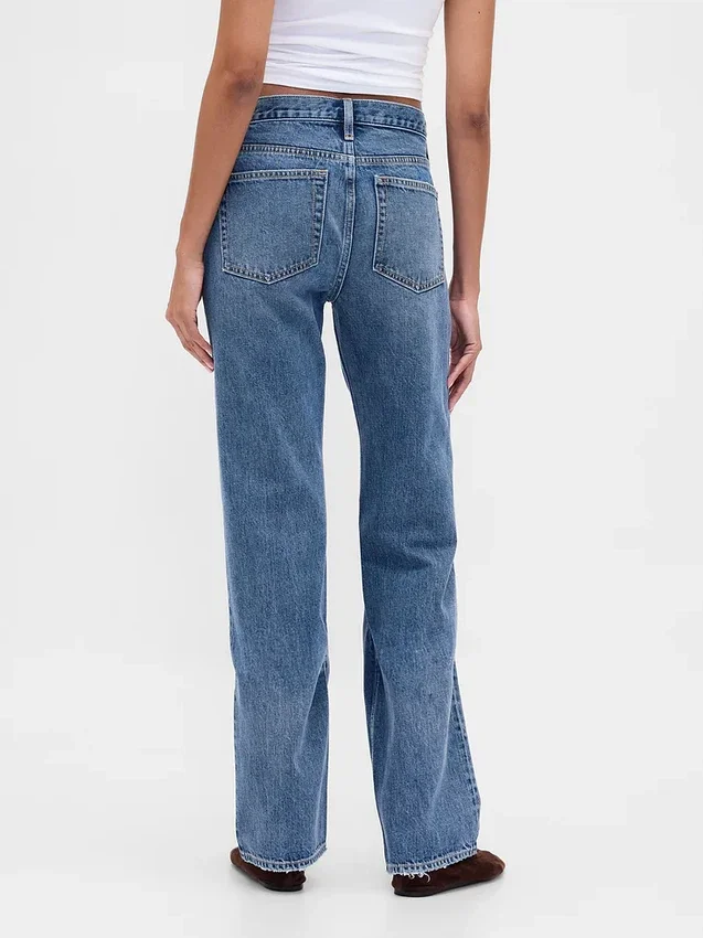Mid Rise Rigid Relaxed Straight Jeans